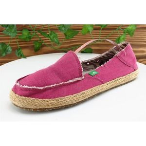 Sanuk Women Sz 8 M Pink Flat Fabric‎ Shoes